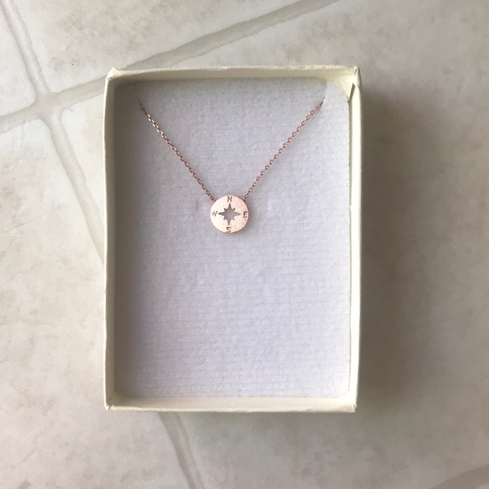 Rose gold compass necklace